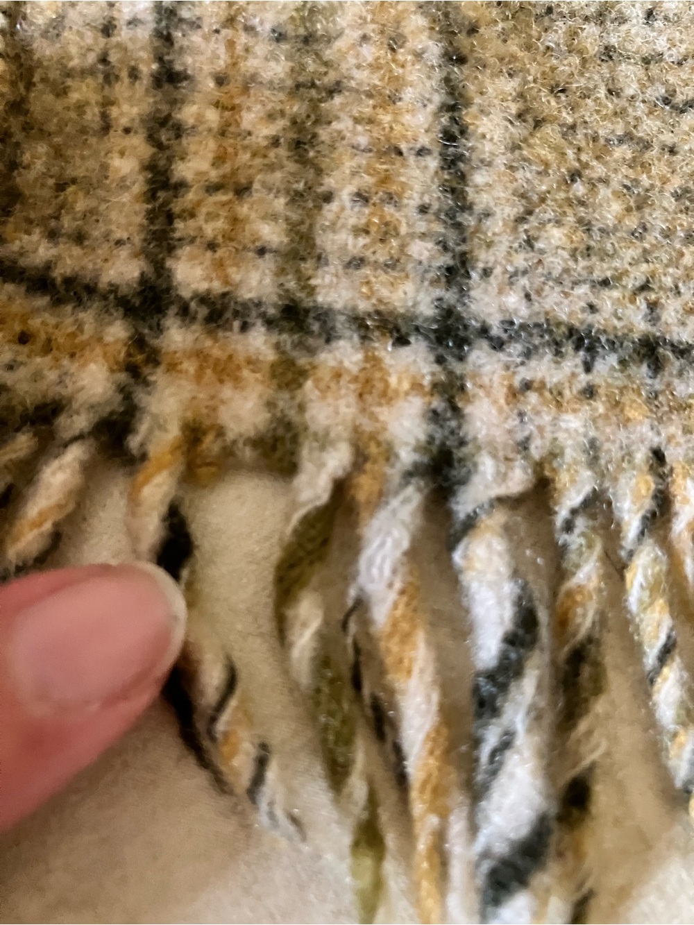 Pendleton Wool Plaid Scarf Vintage Green Cream Gold & Grey Cozy for Fall! - Picture 5 of 6